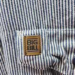 Big Bill Work Shirt Mens Blue White Stripe Button Up Made In USA Cotton Large T