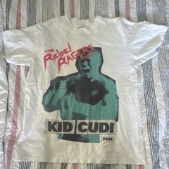 Kid Cudi Men’s White Rebel Ragers Tour Graphic Print Crew Neck T-Shirt Size M