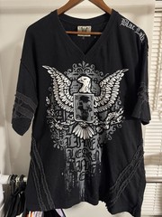 Vintage Label Premium 3XL Distressed Studded Eagle Skull “Live Free Die Hard”