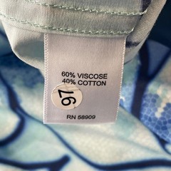 ROWM Shirt Artist Series Mens Small Blue Lillies Beach Vacation Resort Swim