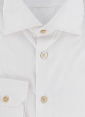 $800 Kiton White Solid Cotton Shirt – Slim – (KT1211251)