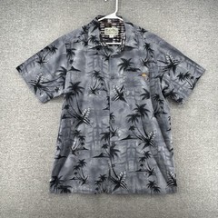 Salt Life Short Sleeve Shirt Men Size Medium Gray Palms Beach Button Up