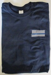 POLICE BLUE LIVES AMERICAN FLAG BLUE STRIPE EMBROIDERED LEFT CHEST SHIRT