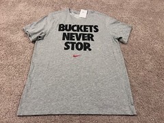 Nike dri fit gray black BUCKETS NEVER STOP t shirt KD Easy Money Wemby Ja 1 XL