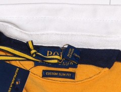 POLO RALPH LAUREN Men’s Pony Custom Slim Fit The Iconic Rugby Shirt, NAVY, GOLD