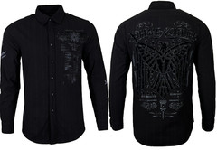 Xtreme Couture by Affliction Men’s Button Down Shirt CONNECT Black Biker