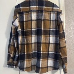 Golden Tree Mens Long Sleeve Plaid Flannel Shirt Button Up Brown Cream Size L
