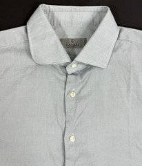 Canali Mens Dress Shirt Size 42 16.5 Gray Long Sleeve Made In Italy
