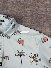 Bad Birdie Polo Shirt Mens L The Drive In Retro Cars Print Performance Golf