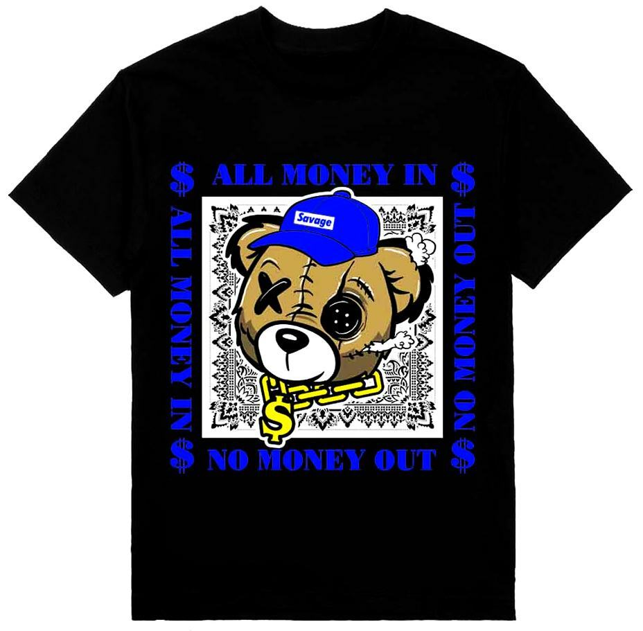 The Bear Hip Hop Mens Heavyweight T-Shirt All Money In No Money Out Shaka Wear