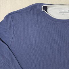 Club Room Thermal Shirt Mens XXL Blue Waffle Knit Long Sleeve Crewneck