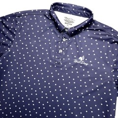 Straight Down Polo Shirt Mens XL Blue Polka Dot Bear Dance Golf Performance Top