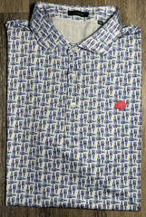 Turtleson Polo Shirt Men’s XL White All Over Print Golf Stretch Performance Logo