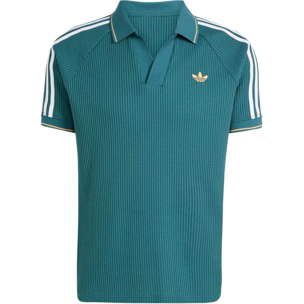 adidas Originals Waffle Knit Retro Striped Short Sleeve Polo Shirt