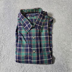 Gant Mens Large Button Down Shirt Green Plaid Cotton Wool Gantella Vintage NWT