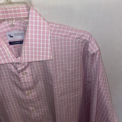 Chester Barrie Dress Shirt Mens Size Large Pink Gingham Business Formal