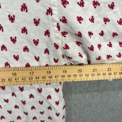 Banana Republic Mens Linen Shirt Slim Fit White Red Lobster Print Short Sleeve M