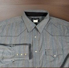 Wrangler Authentic Western Shirts Men’s 2XL Cowboy Pearl Snap Gray Brush Hopper