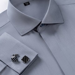 Mens Dress Shirts French Cuff Long Sleeves Formal Business Camisas Shirts Tops