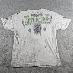 Affliction Shirt Mens 2XL XXL Gray Short Sleeve Distressed MMA Biker Live Fast