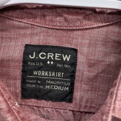 J.CREW Shirt Men’s size Medium chin strap chambray Denim Workwear Casual red