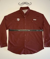 Columbia PFG Texas A&M Aggies Tamiami Shirt Men L/S Vented Maroon Fishing