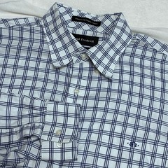 Paul Fredrick Dress Shirt Mens Size 17-33 Blue Plaid Non Iron Oxford Cotton