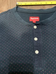 Vintage Supreme Polka Dot Thermal Henley 2013 Blue Large
