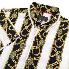 Baroque Gold by Drill Clothing Shirt Mens XL White Gold Chain Print Clubwear