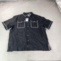 Prestige Original Shirt Mens 2XL Black Linen Western Rodeo Contrast Cuff Cowboy