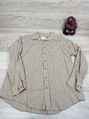 VIYELLA Mens Beige Glen Check Cotton Wool Blend Long Sleeve Shirt Size XL