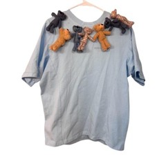 13DE MARZO Bear Around Neck T-shirt Wathet Blue size small