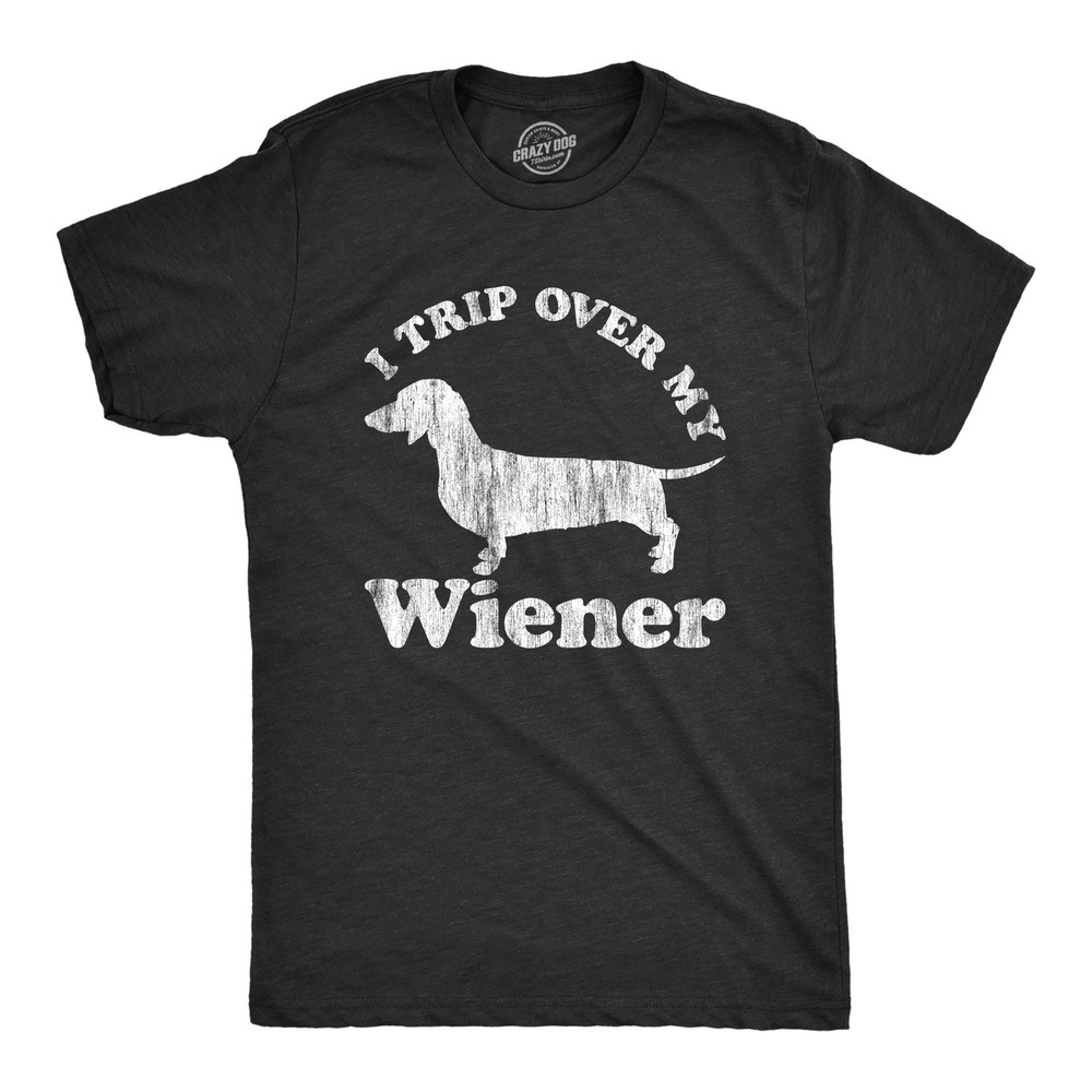 Mens I Trip Over My Wiener T Shirt Funny Pet Novelty Puppy Graphic Dog Tee for