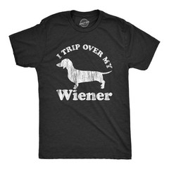 Mens I Trip Over My Wiener T Shirt Funny Pet Novelty Puppy Graphic Dog Tee for