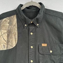 Sportsman Warehouse Outfitters Camo Hunting Shirt Men L Black Button Up Shooting