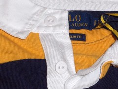 POLO RALPH LAUREN Men’s Pony Custom Slim Fit The Iconic Rugby Shirt, NAVY, GOLD