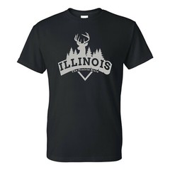 Illinois Deer Arch – Hometown State Pride T Shirt – Black