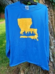 Louisiana Fishermen Graphic Print Blue Long Sleeve 2xl t-Shirt
