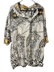 Prestige Original 4XL Button Up Shirt White and Black Designer Print Shirt