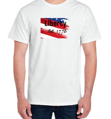 Liberty Est 1776 American Flag White T-Shirt XL Soft Style Tee