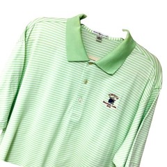 Peter Millar Polo Shirt Amigos Mountain Lake Green Stripe Cotton Mens XXL 2X