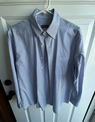 Van Heusen Regular Fit Blue/White Striped Button-Down Dress Shirt 15.5 32/33
