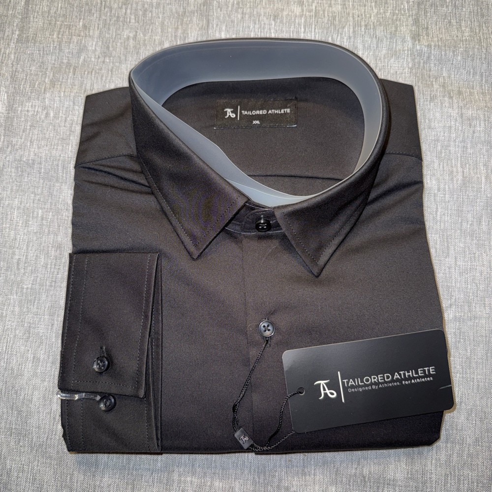 Athlete Fit Dress Shirt in Black 2XL (XXL) Tailored Athlete