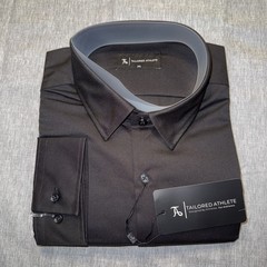 Athlete Fit Dress Shirt in Black 2XL (XXL) Tailored Athlete
