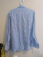Thomas Pink Shirt Men’s Size 16 Large Button Up Dress Blue Prestige French Cuff