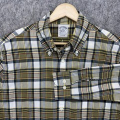 Brooks Brother Button Down Shirt Men’s Medium Regent Plaid Madras Cotton