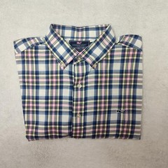 Vineyard Vines Shirt Mens XL Blue Pink Plaid Button Down Slim Fit Whale Work