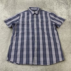 Apt 9 Button Up Shirt Men’s Large Plaid Blue Purple White Summer