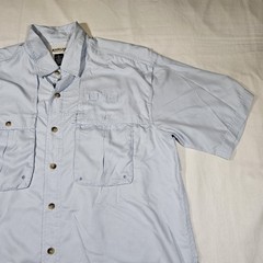 Magellan Men’s Aransas Pass Fishing Shirt Large SS Blue Mini Check Vented