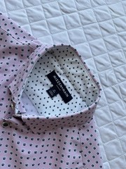 Mizzen+Main SS Light Pink Agave Print Button Up Shirt Medium Trim Fit Mint!